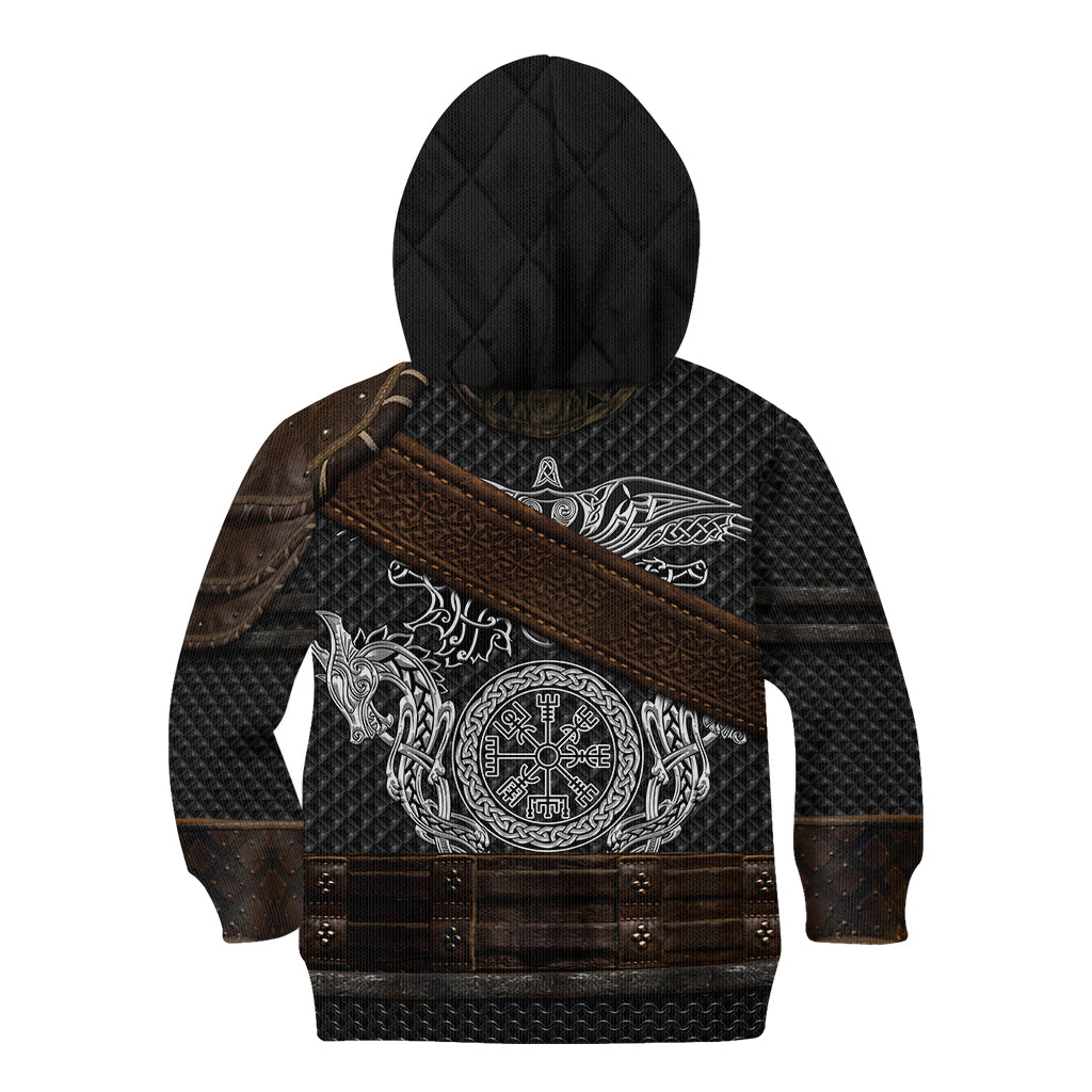 Viking Armor Kid Hoodie Vegvisir With Silver Chain Link - Wonder Print Shop