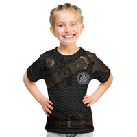 Viking Armor Kid T Shirt Vegvisir With Silver Chain Link - Wonder Print Shop