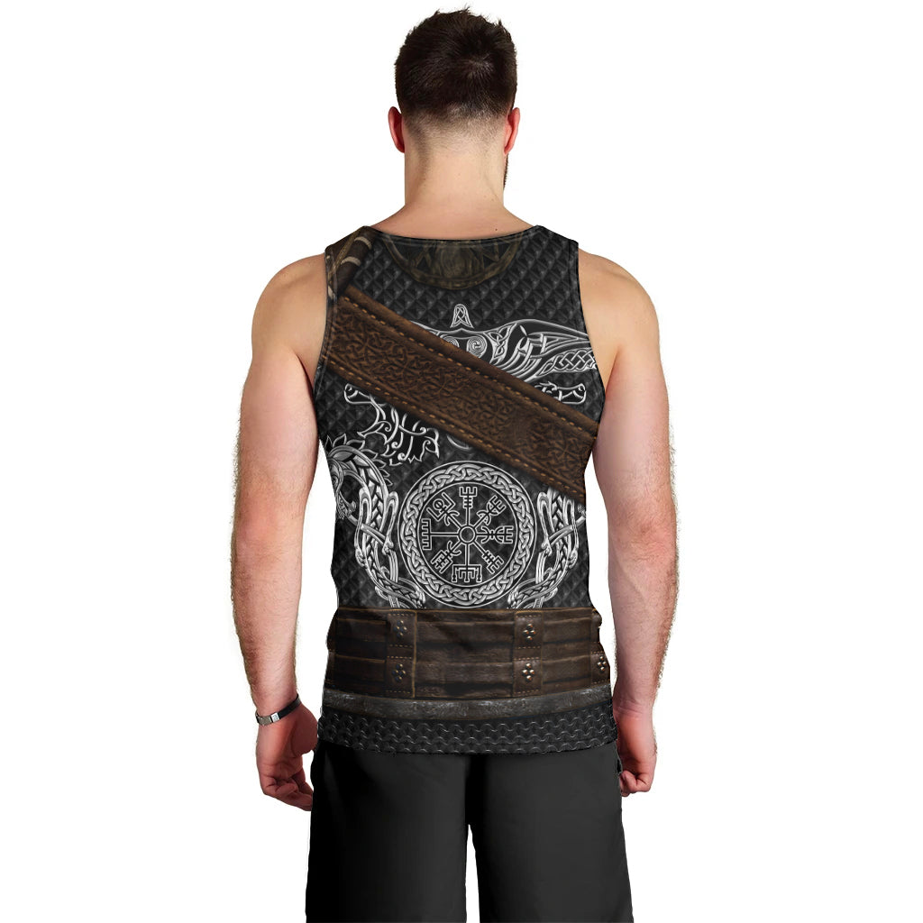 Viking Armor Men Tank Top Vegvisir With Silver Chain Link - Wonder Print Shop