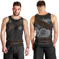 Viking Armor Men Tank Top Vegvisir With Silver Chain Link - Wonder Print Shop