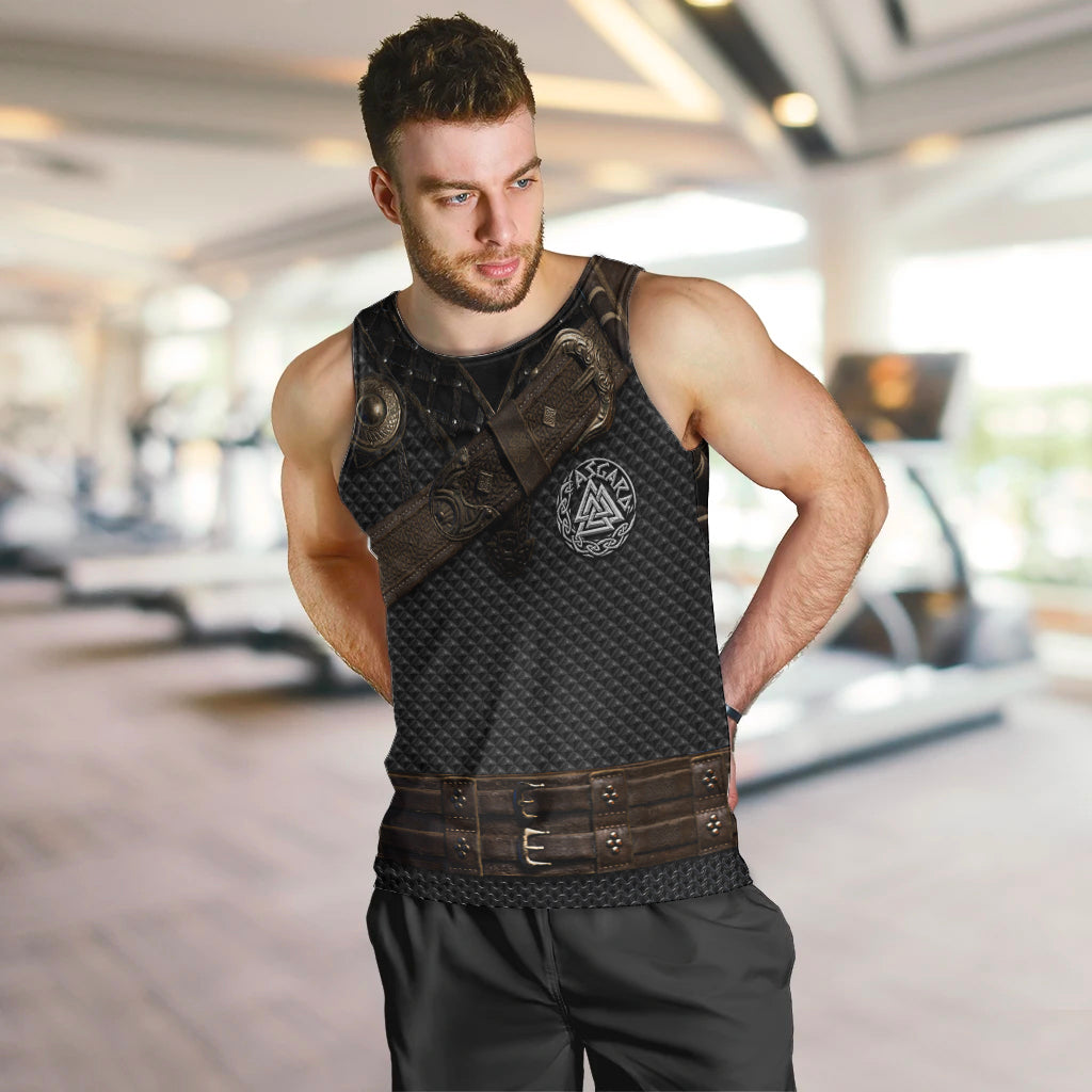 Viking Armor Men Tank Top Vegvisir With Silver Chain Link - Wonder Print Shop