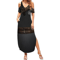 Viking Armor Summer Maxi Dress Vegvisir With Silver Chain Link - Wonder Print Shop