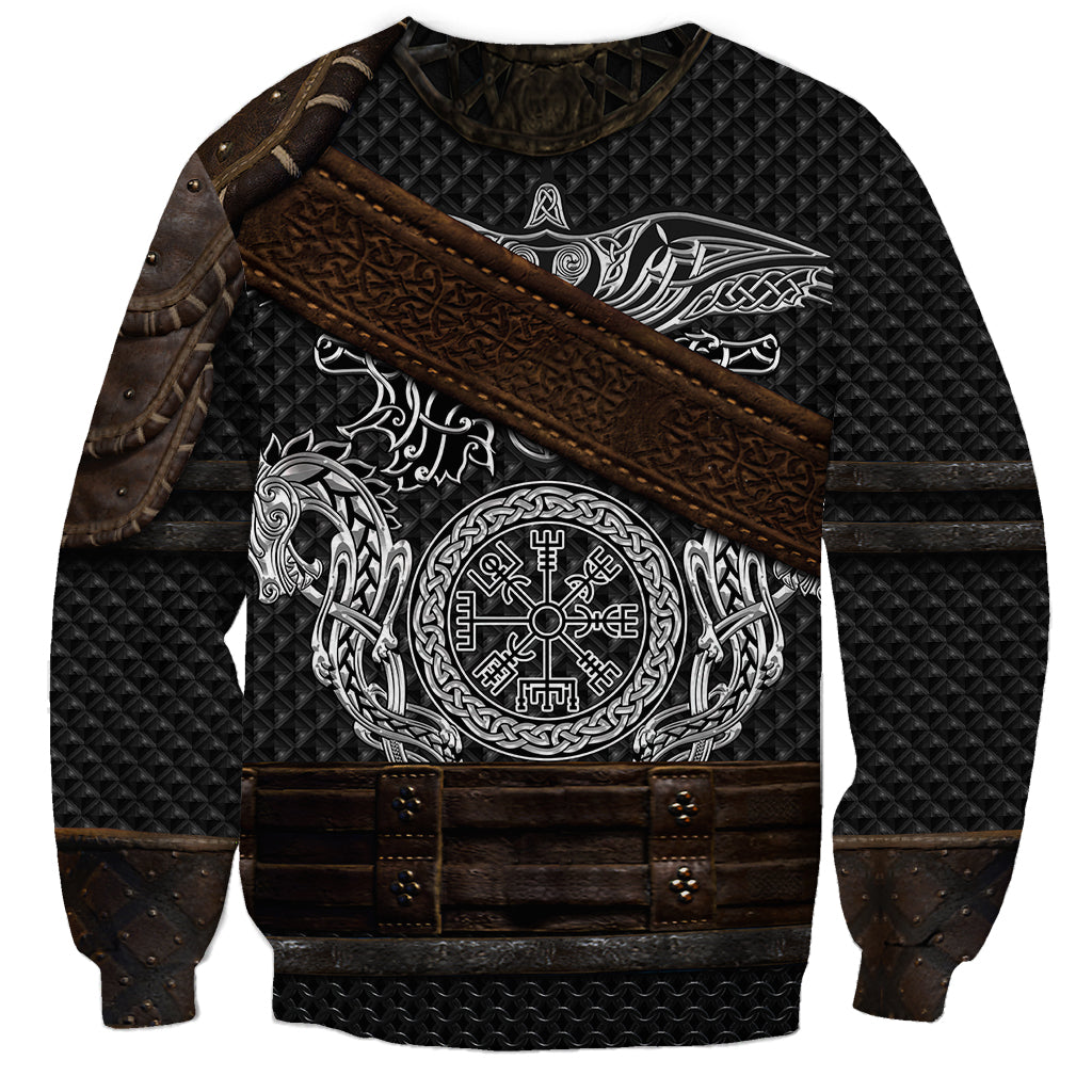 Viking Armor Sweatshirt Vegvisir With Silver Chain Link - Wonder Print Shop