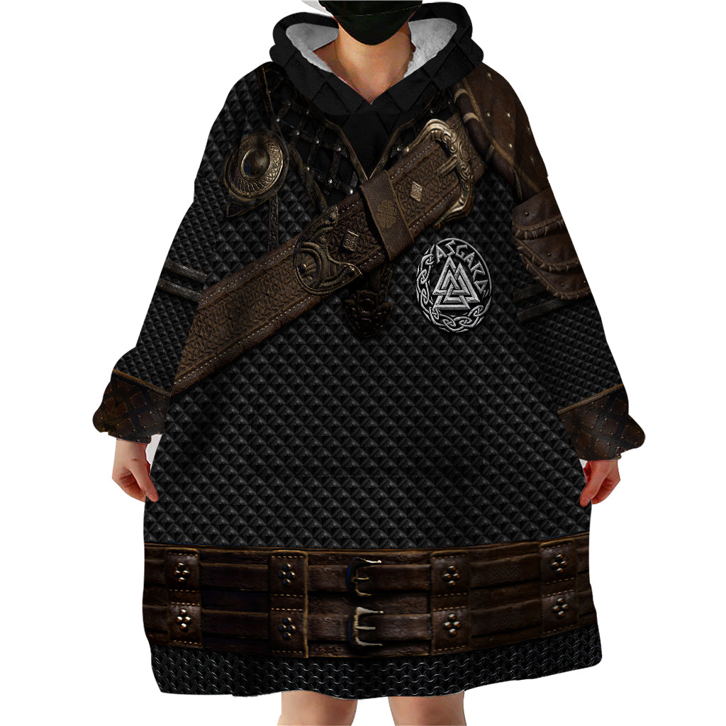 Viking Armor Wearable Blanket Hoodie Vegvisir With Silver Chain Link - Wonder Print Shop