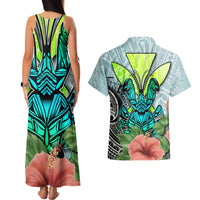 Polynesian Hawaii Couples Matching Tank Maxi Dress and Hawaiian Shirt Kanaka with Crab Tribal tattoo - Wonder Print Shop