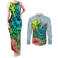 Polynesian Hawaii Couples Matching Tank Maxi Dress and Long Sleeve Button Shirt Kanaka with Crab Tribal tattoo - Wonder Print Shop