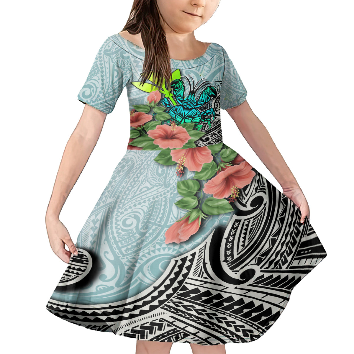 Polynesian Hawaii Family Matching Mermaid Dress and Hawaiian Shirt Kanaka with Crab Tribal tattoo - Wonder Print Shop
