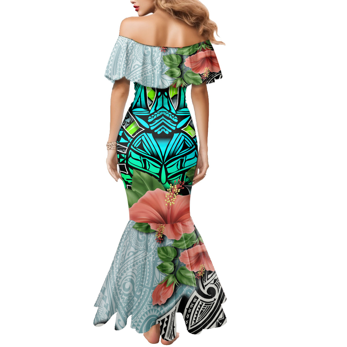 Polynesian Hawaii Family Matching Mermaid Dress and Hawaiian Shirt Kanaka with Crab Tribal tattoo - Wonder Print Shop