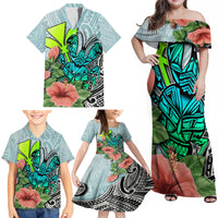 Polynesian Hawaii Family Matching Off Shoulder Maxi Dress and Hawaiian Shirt Kanaka with Crab Tribal tattoo - Wonder Print Shop
