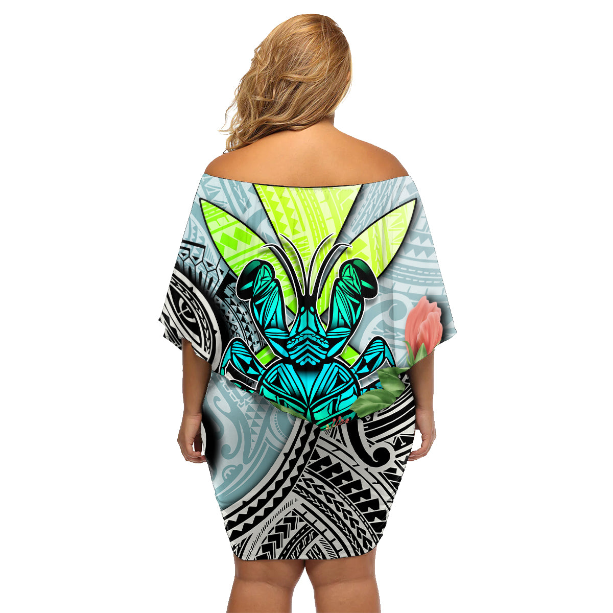 Polynesian Hawaii Family Matching Off Shoulder Short Dress and Hawaiian Shirt Kanaka with Crab Tribal tattoo - Wonder Print Shop