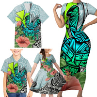 Polynesian Hawaii Family Matching Short Sleeve Bodycon Dress and Hawaiian Shirt Kanaka with Crab Tribal tattoo - Wonder Print Shop