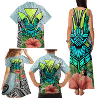 Polynesian Hawaii Family Matching Tank Maxi Dress and Hawaiian Shirt Kanaka with Crab Tribal tattoo - Wonder Print Shop