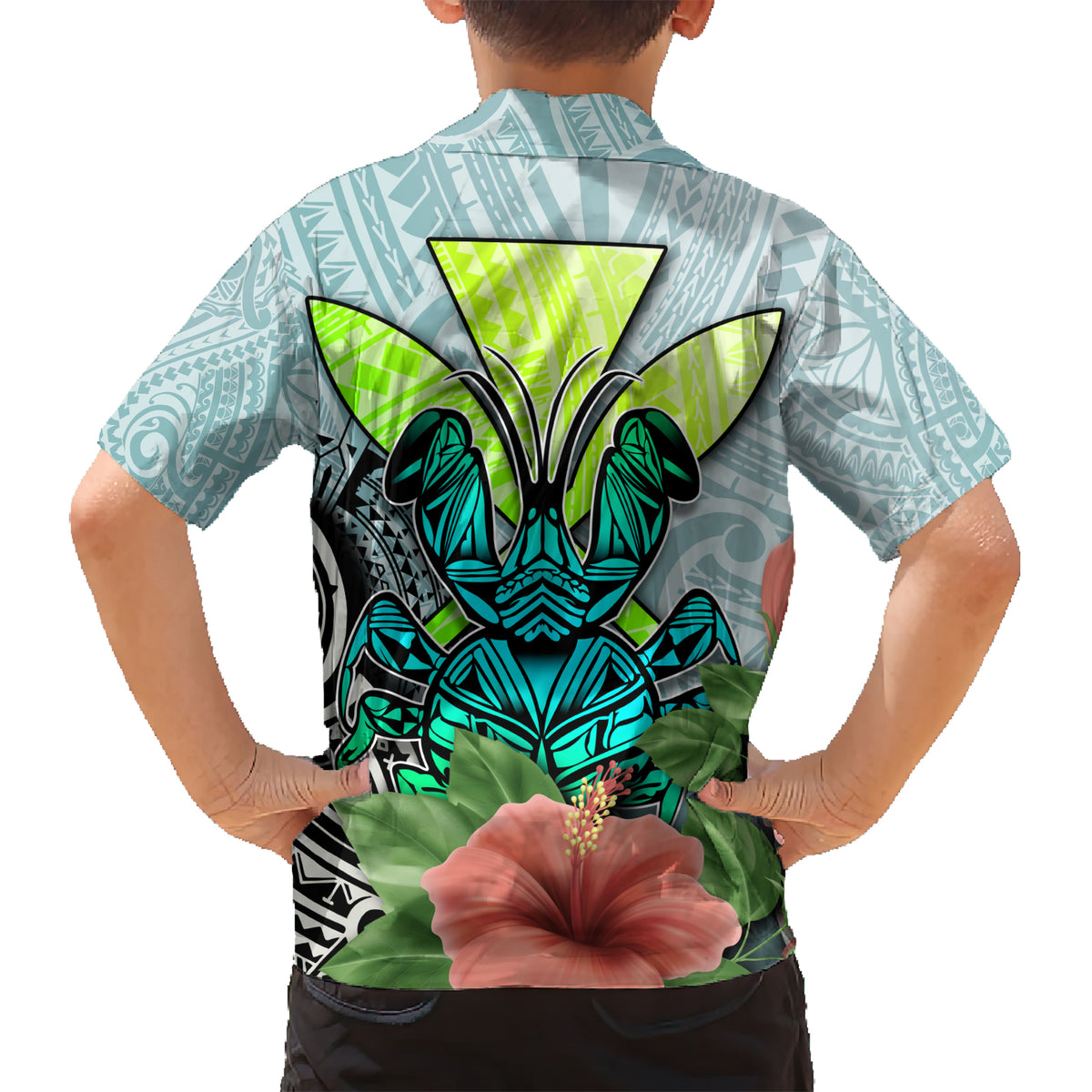Polynesian Hawaii Kid Hawaiian Shirt Kanaka with Crab Tribal tattoo - Wonder Print Shop