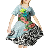 Polynesian Hawaii Kid Short Sleeve Dress Kanaka with Crab Tribal tattoo - Wonder Print Shop