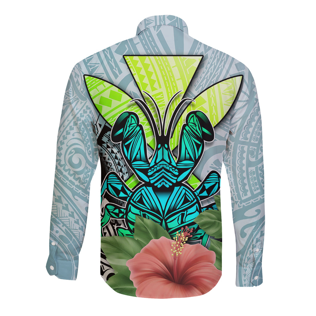 Polynesian Hawaii Long Sleeve Button Shirt Kanaka with Crab Tribal tattoo - Wonder Print Shop