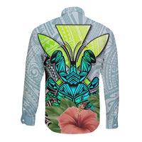 Polynesian Hawaii Long Sleeve Button Shirt Kanaka with Crab Tribal tattoo - Wonder Print Shop