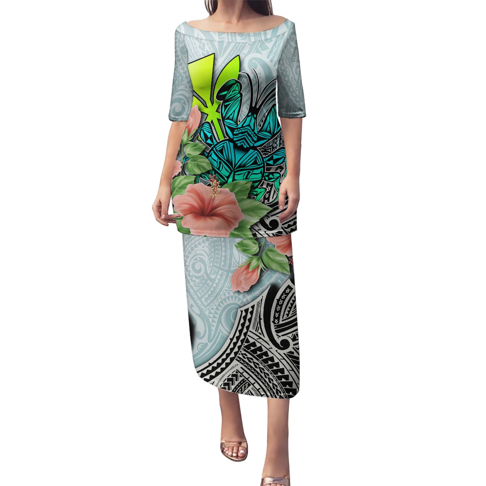 Polynesian Hawaii Puletasi Kanaka with Crab Tribal tattoo - Wonder Print Shop