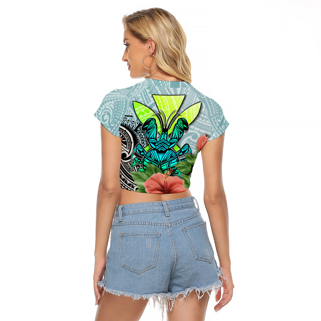 Polynesian Hawaii Raglan Cropped T Shirt Kanaka with Crab Tribal tattoo - Wonder Print Shop