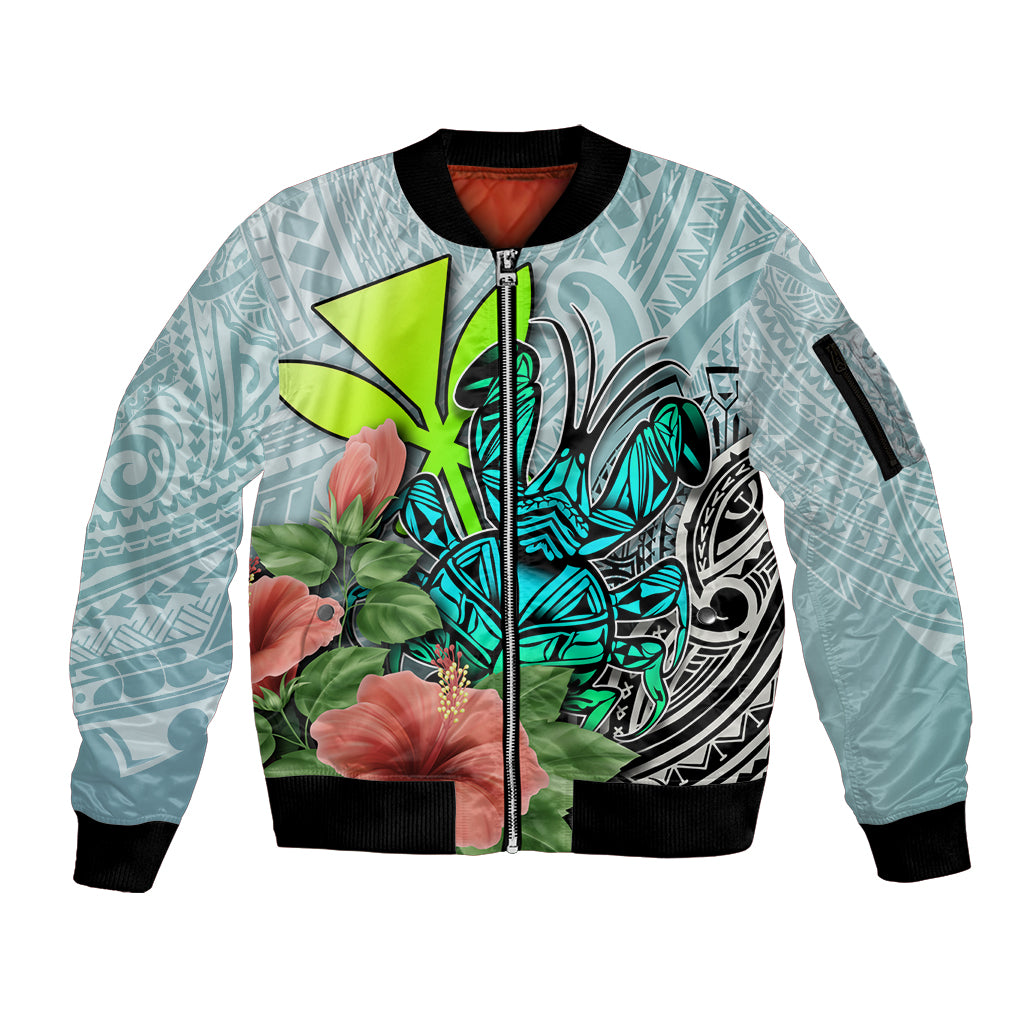 Polynesian Hawaii Sleeve Zip Bomber Jacket Kanaka with Crab Tribal tattoo - Wonder Print Shop