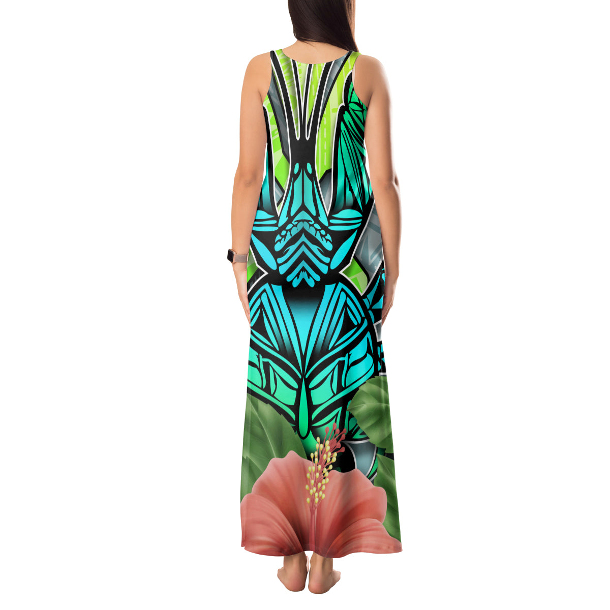 Polynesian Hawaii Tank Maxi Dress Kanaka with Crab Tribal tattoo - Wonder Print Shop