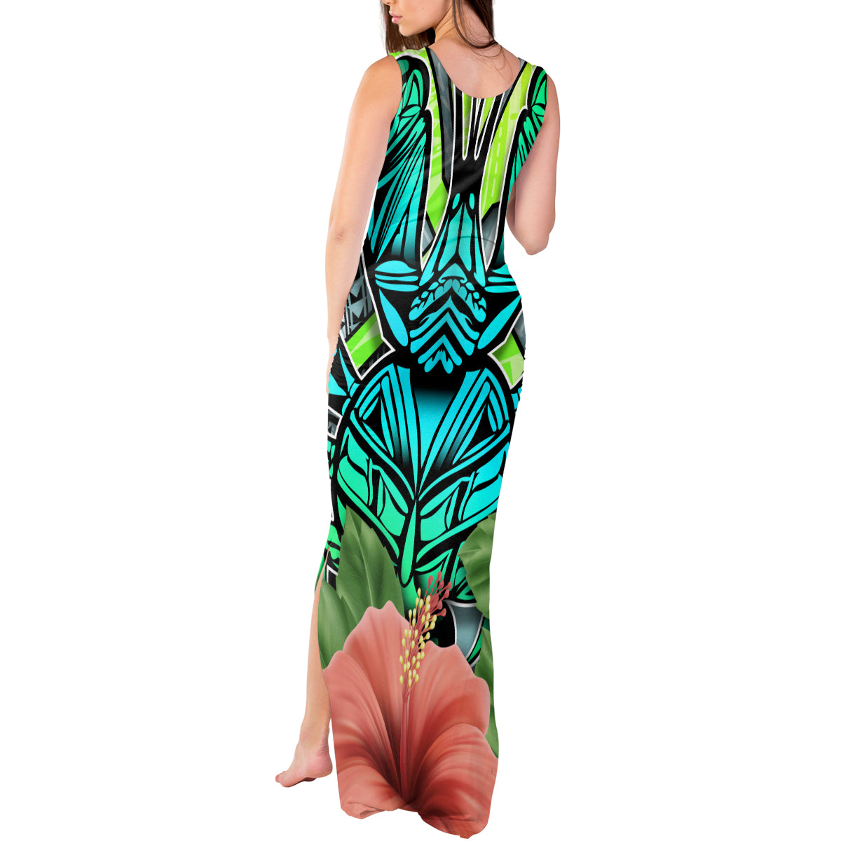 Polynesian Hawaii Tank Maxi Dress Kanaka with Crab Tribal tattoo - Wonder Print Shop
