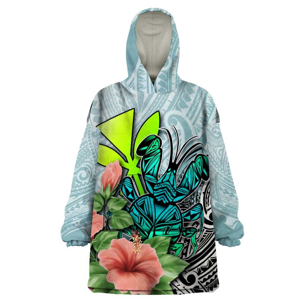 Polynesian Hawaii Wearable Blanket Hoodie Kanaka with Crab Tribal tattoo - Wonder Print Shop