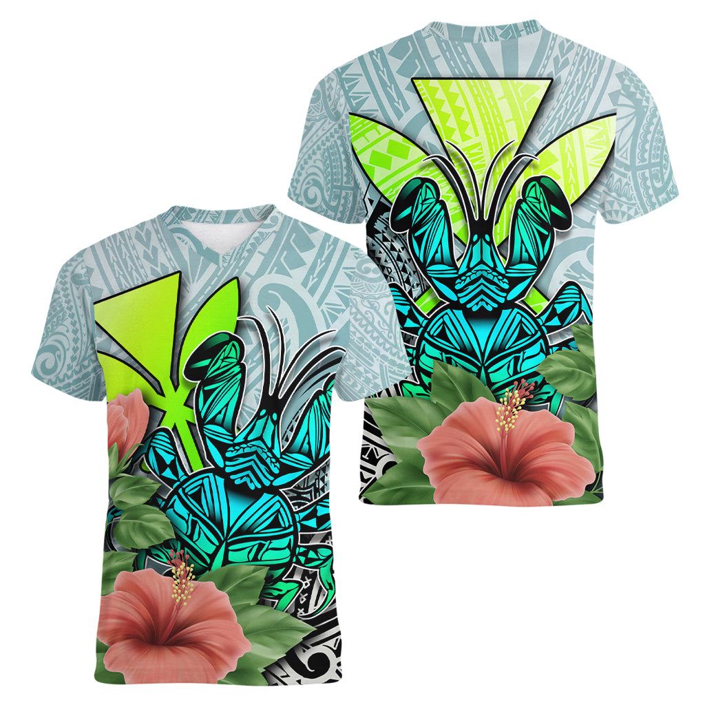Polynesian Hawaii Women V Neck T Shirt Kanaka with Crab Tribal tattoo - Wonder Print Shop
