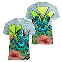 Polynesian Hawaii Women V Neck T Shirt Kanaka with Crab Tribal tattoo - Wonder Print Shop