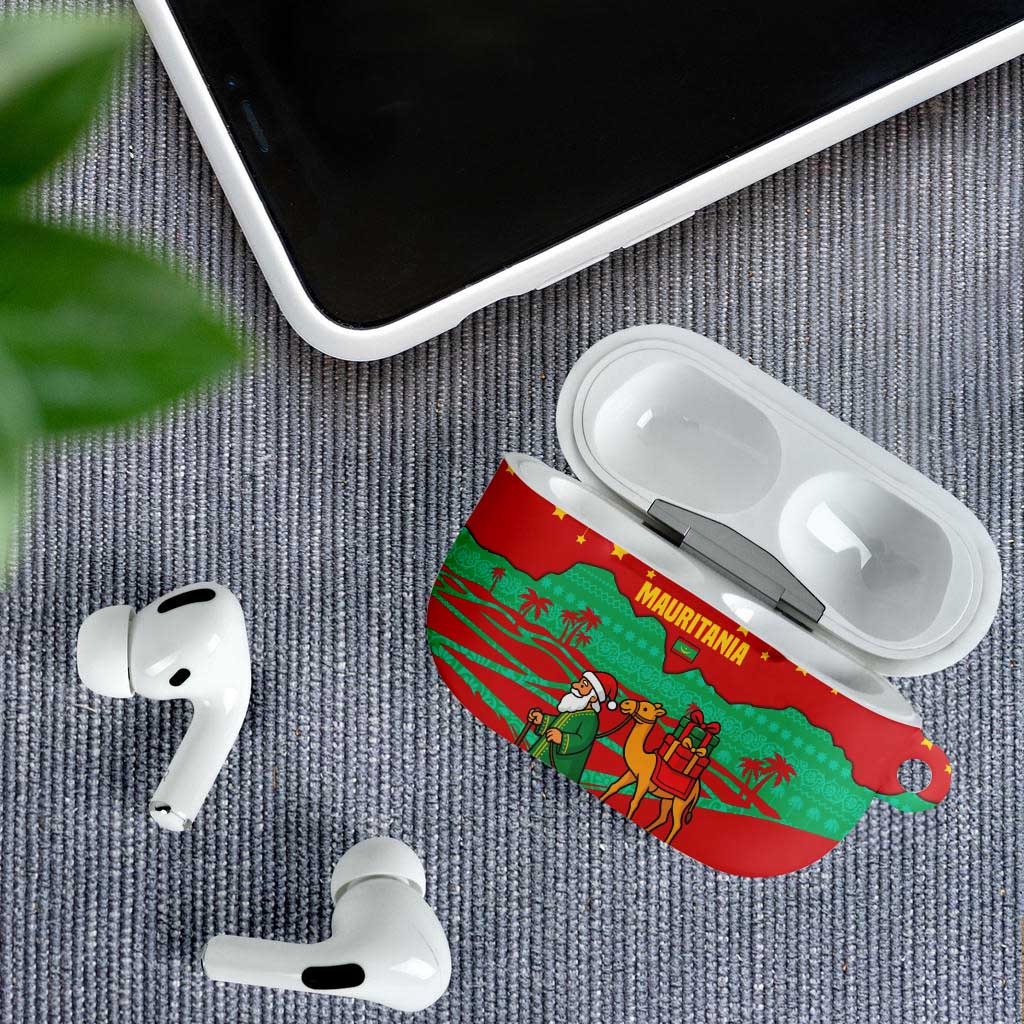 Mauritania Christmas AirPods Case with Santa Claus Camel Gift Boxes Starry Sky and Desert Pattern Design - Wonder Print Shop
