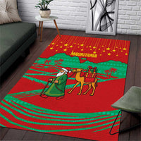 Mauritania Christmas Area Rug with Santa Claus Camel Gift Boxes Starry Sky and Desert Pattern Design - Wonder Print Shop