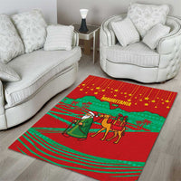 Mauritania Christmas Area Rug with Santa Claus Camel Gift Boxes Starry Sky and Desert Pattern Design - Wonder Print Shop