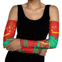 Mauritania Christmas Arm Sleeves with Santa Claus Camel Gift Boxes Starry Sky and Desert Pattern Design - Wonder Print Shop
