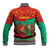 Mauritania Christmas Baseball Jacket with Santa Claus Camel Gift Boxes Starry Sky and Desert Pattern Design - Wonder Print Shop