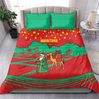 Mauritania Christmas Bedding Set with Santa Claus Camel Gift Boxes Starry Sky and Desert Pattern Design - Wonder Print Shop