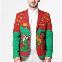 Mauritania Christmas Blazer with Santa Claus Camel Gift Boxes Starry Sky and Desert Pattern Design - Wonder Print Shop