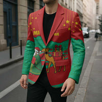 Mauritania Christmas Blazer with Santa Claus Camel Gift Boxes Starry Sky and Desert Pattern Design - Wonder Print Shop