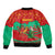 Mauritania Christmas Bomber Jacket with Santa Claus Camel Gift Boxes Starry Sky and Desert Pattern Design - Wonder Print Shop