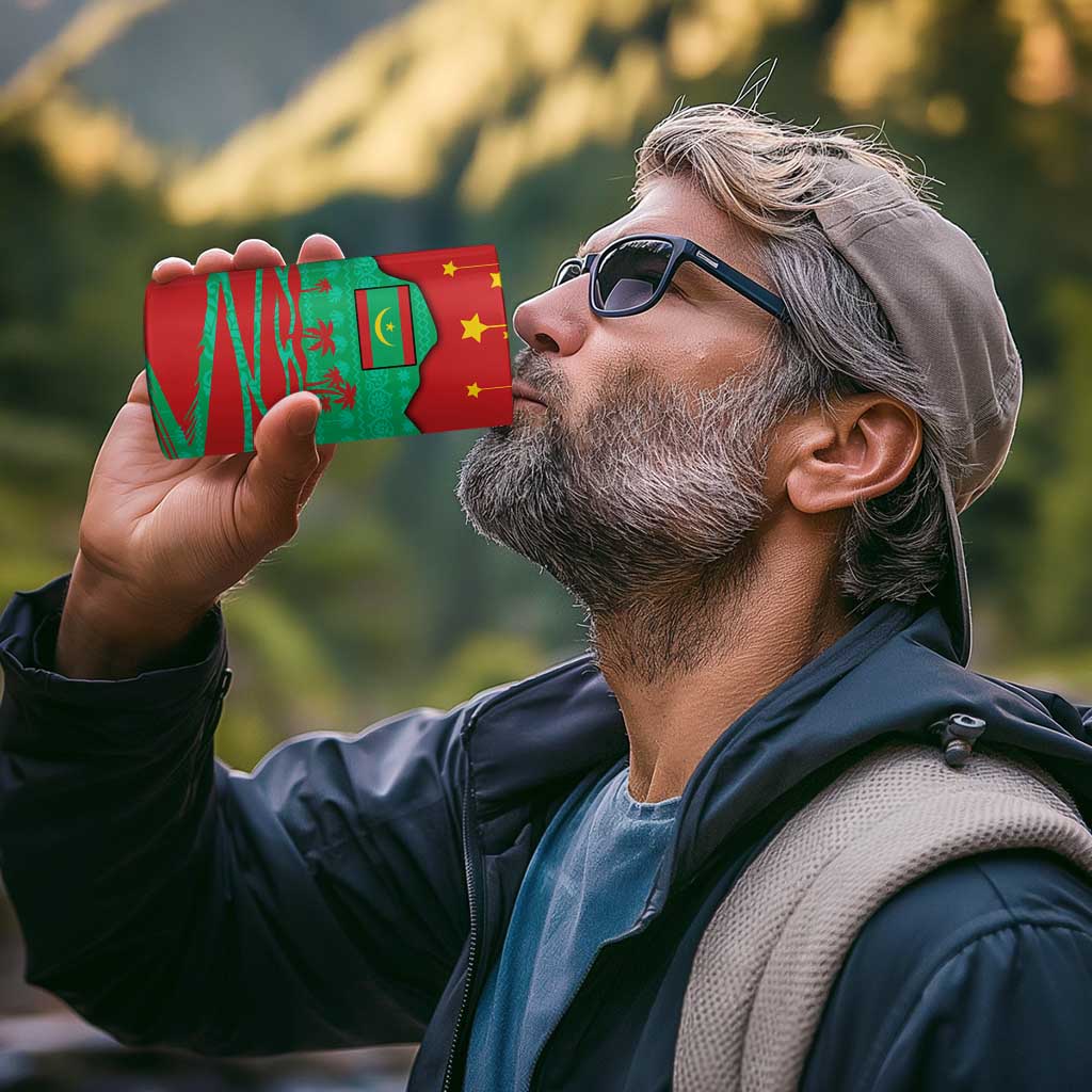 Mauritania Christmas 4 in 1 Can Cooler Tumbler with Santa Claus Camel Gift Boxes Starry Sky and Desert Pattern Design - Wonder Print Shop