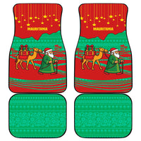 Mauritania Christmas Car Mats with Santa Claus Camel Gift Boxes Starry Sky and Desert Pattern Design - Wonder Print Shop
