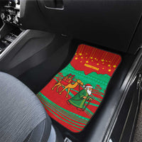 Mauritania Christmas Car Mats with Santa Claus Camel Gift Boxes Starry Sky and Desert Pattern Design - Wonder Print Shop