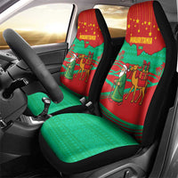 Mauritania Christmas Car Seat Cover with Santa Claus Camel Gift Boxes Starry Sky and Desert Pattern Design - Wonder Print Shop