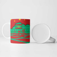 Mauritania Christmas Ceramic Mug with Santa Claus Camel Gift Boxes Starry Sky and Desert Pattern Design - Wonder Print Shop