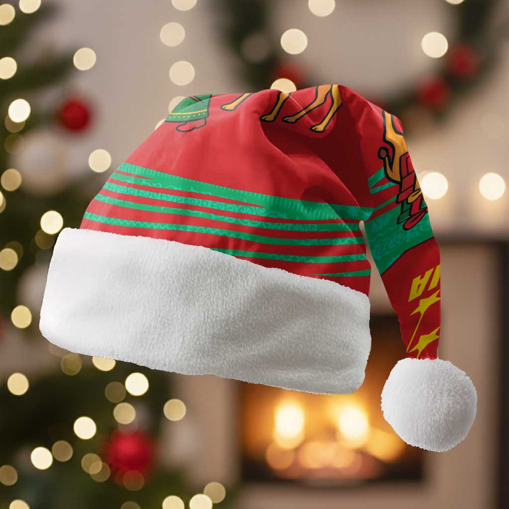 Mauritania Christmas Santa Hat with Santa Claus Camel Gift Boxes Starry Sky and Desert Pattern Design - Wonder Print Shop