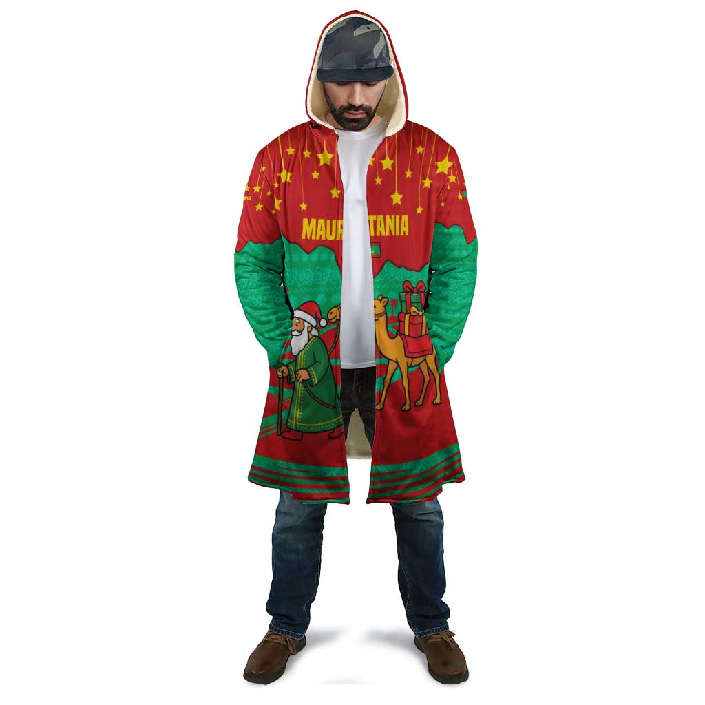 Mauritania Christmas Cloak with Santa Claus Camel Gift Boxes Starry Sky and Desert Pattern Design - Wonder Print Shop