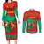Mauritania Christmas Couples Matching Long Sleeve Bodycon Dress and Long Sleeve Button Shirt with Santa Claus Camel Gift Boxes Starry Sky and Desert Pattern Design - Wonder Print Shop