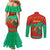 Mauritania Christmas Couples Matching Mermaid Dress and Long Sleeve Button Shirt with Santa Claus Camel Gift Boxes Starry Sky and Desert Pattern Design - Wonder Print Shop