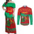Mauritania Christmas Couples Matching Off Shoulder Maxi Dress and Long Sleeve Button Shirt with Santa Claus Camel Gift Boxes Starry Sky and Desert Pattern Design - Wonder Print Shop