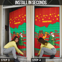 Mauritania Christmas Door Cover with Santa Claus Camel Gift Boxes Starry Sky and Desert Pattern Design - Wonder Print Shop