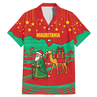 Mauritania Christmas Family Matching Mermaid Dress and Hawaiian Shirt with Santa Claus Camel Gift Boxes Starry Sky and Desert Pattern Design - Wonder Print Shop