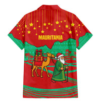 Mauritania Christmas Family Matching Mermaid Dress and Hawaiian Shirt with Santa Claus Camel Gift Boxes Starry Sky and Desert Pattern Design - Wonder Print Shop